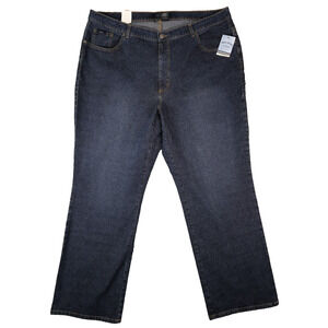 Izod Jeans Womens 24W 32" Inseam Stretch Bootcut Straight Leg Zip Fly Dark Wash‎